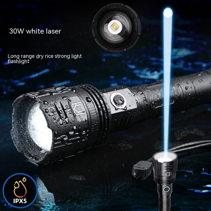 White Laser Spotlight Cave Exploration Adjustable Focal Length Flashlight