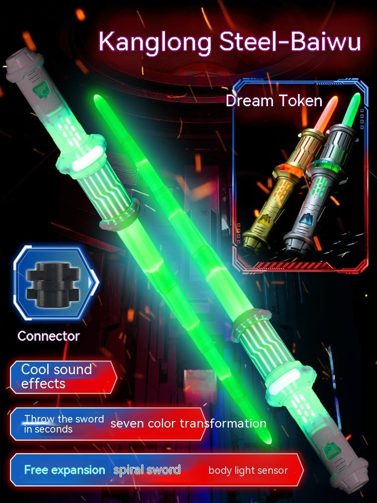 Children's Exciting Dragon Magic Laser Sword Cool Retractable Two-in-one