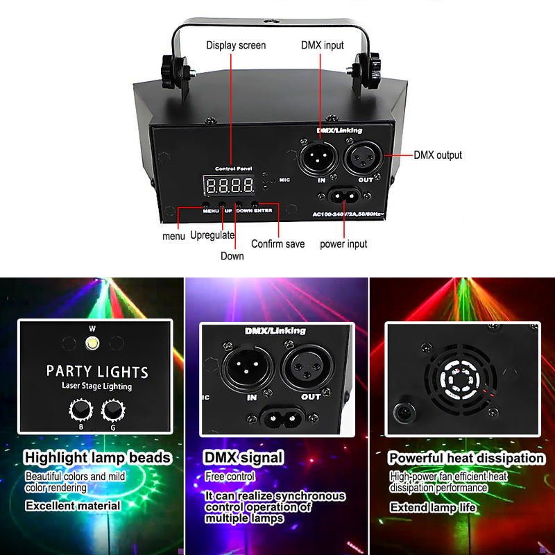 Remote Control 9-Hole Laser Light Scanning Beam Light