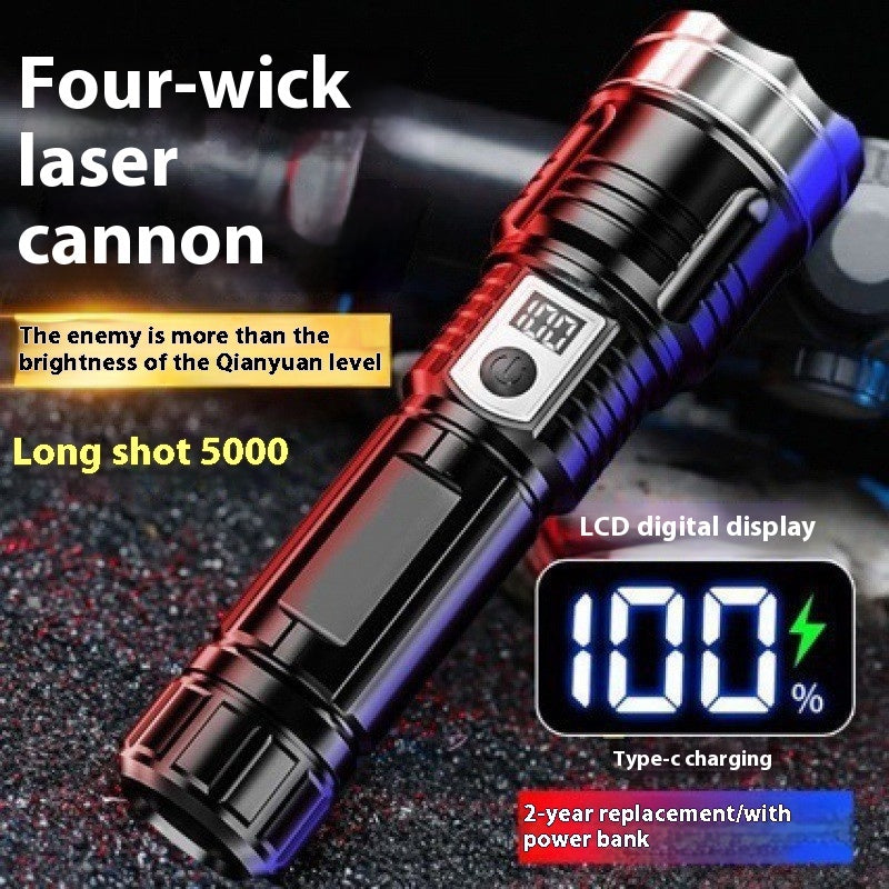 Strong Light Long Shot P50 White Laser Large Capacity Rechargeable Flashlight