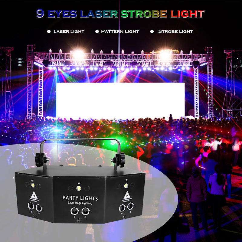 Remote Control 9-Hole Laser Light Scanning Beam Light