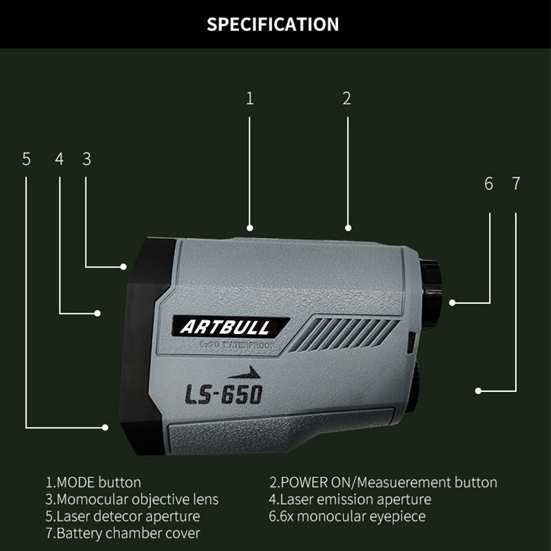 Outdoor Laser Rangefinder Telescope 650m Height Measurement