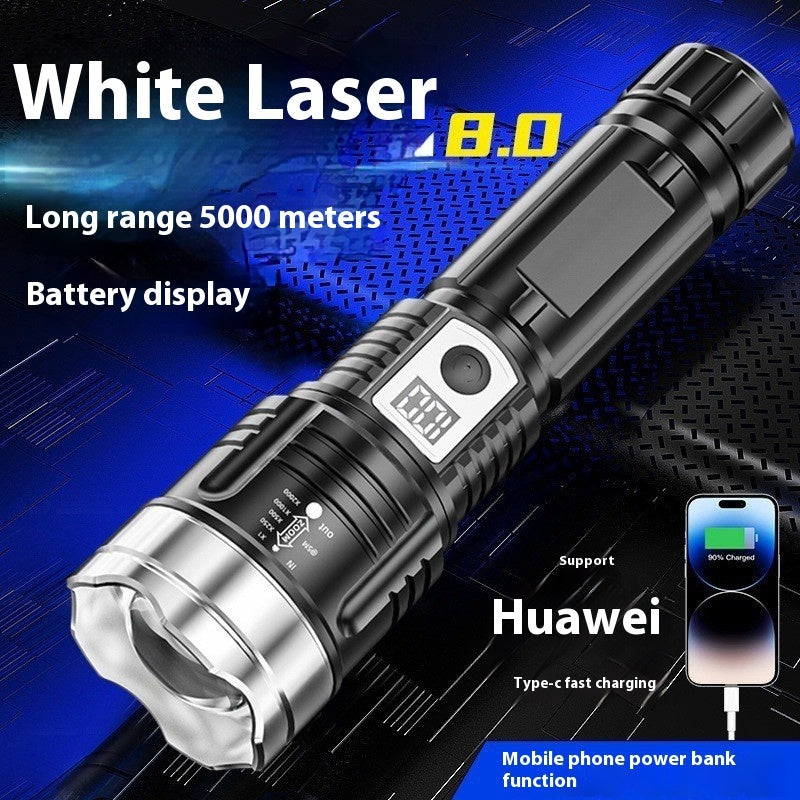 Strong Light Long Shot P50 White Laser Large Capacity Rechargeable Flashlight