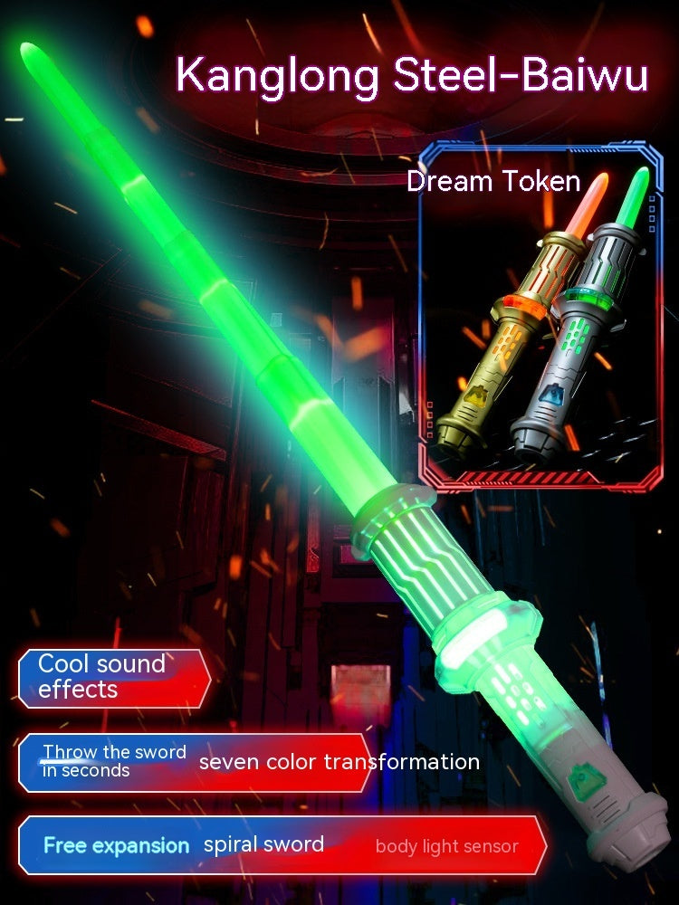 Children's Exciting Dragon Magic Laser Sword Cool Retractable Two-in-one